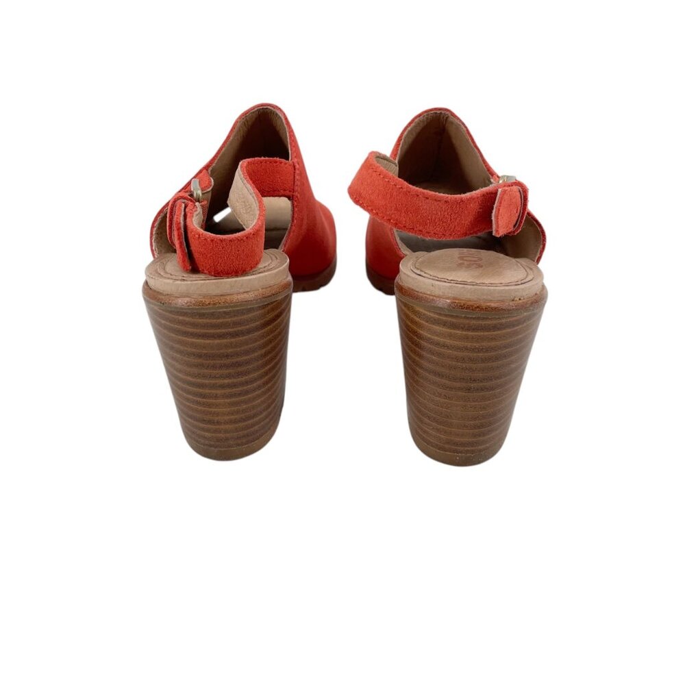 Sorel Nadia Slingback Block Heeled Orange Suede Sandals Heels Womens Size 8 - Picture 2 of 7